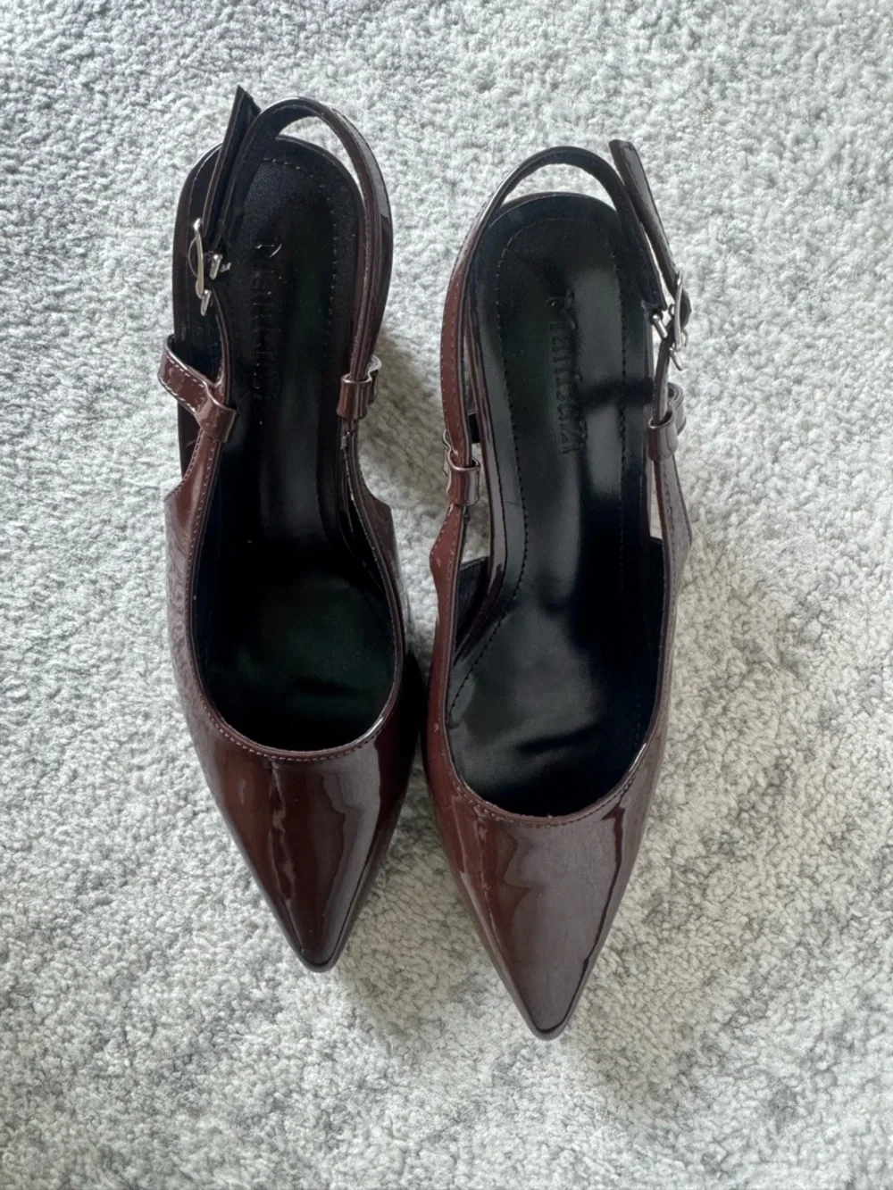 Women's Pointed-Toe Slingback Pumps in Dark Brown Patent